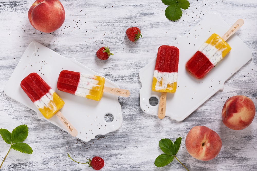 Strawberry Peach Yogurt Popsicles